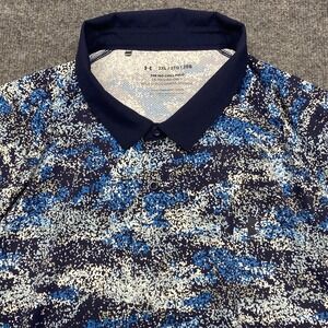 Under Armour Iso Chill Mens 2XL Blue Abstract Short Sleeve Golf Polo Shirt EUC